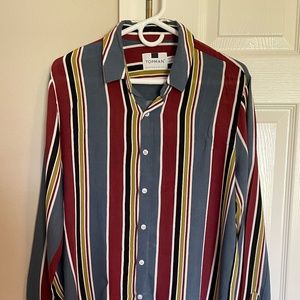 Topman Stripped Long-Sleeve Button Down - M